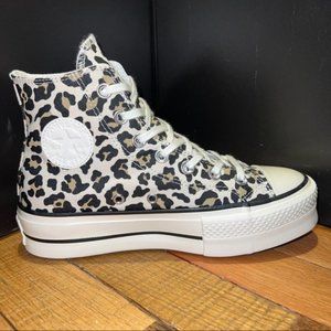 New Converse Black White Leopard All Star Chuck Taylor High Top Platform Sneaker